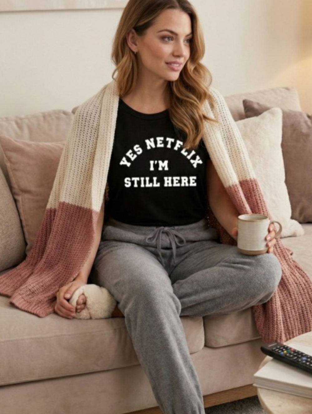 Yes Netflix Graphic Tee Black Relaxed Fit Soft Stretch Top | Coverstitched | NWT - Picture 2 of 6